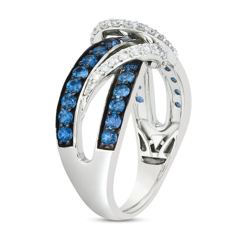 Sapphire Ring 1/5cttw Diamonds 14K Vanilla Gold