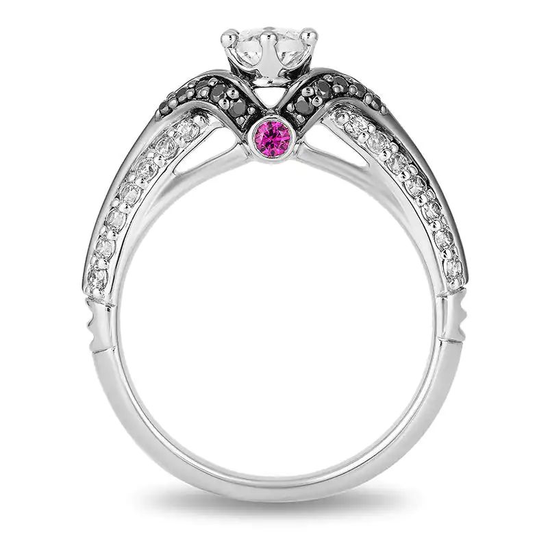 1CT.T.W. Oval Diamond Engagement Ring in14K White Gold with Black Rhodium