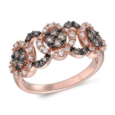 14K Strawberry Gold Ring with Chocolate Diamonds 3/8 cts., Nude Diamonds 1/4 cts.Gold