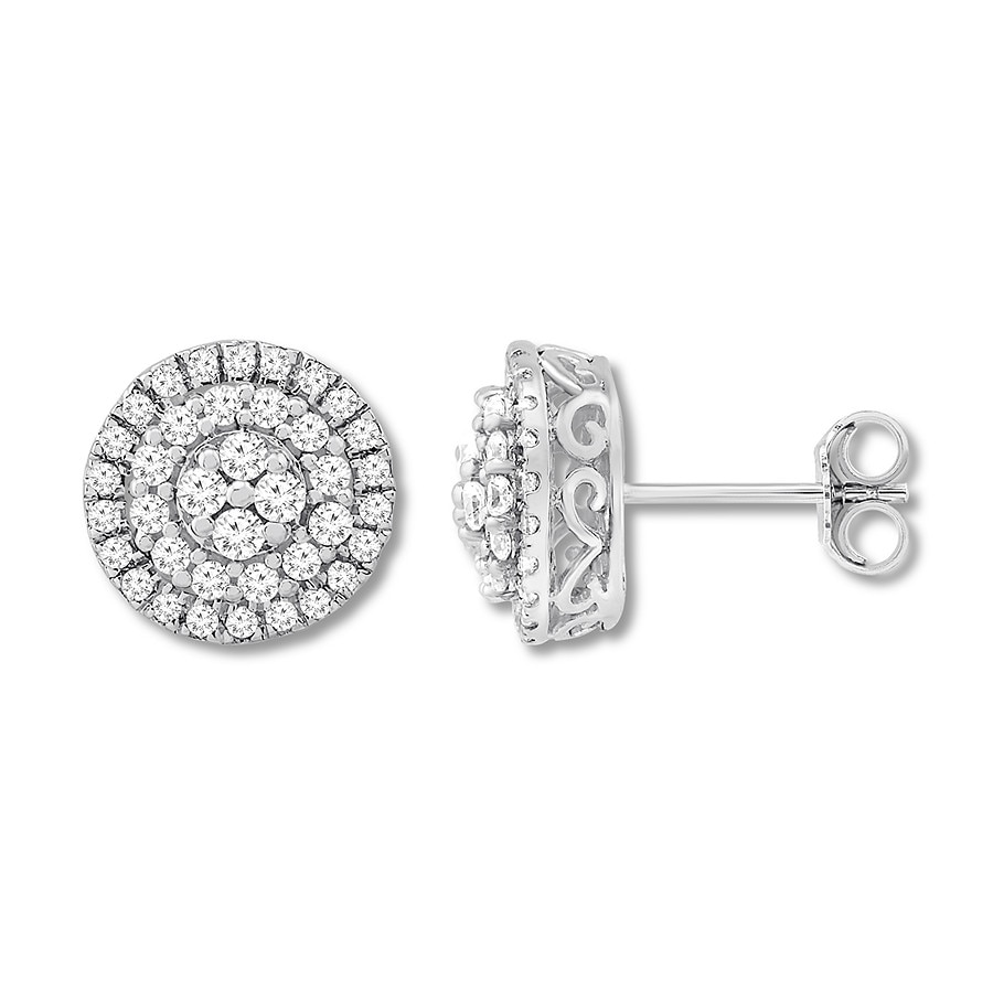 Diamond Earrings 1/2 ct tw Round-cut 10K White Gold