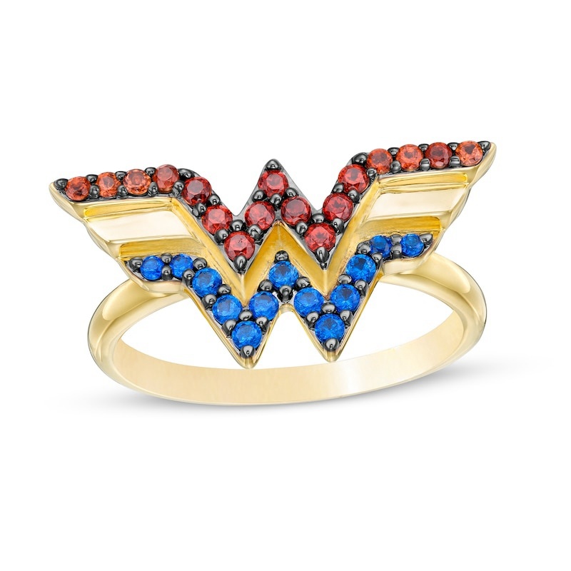 Garnet and Blue Sapphire Ring in 10K Gold