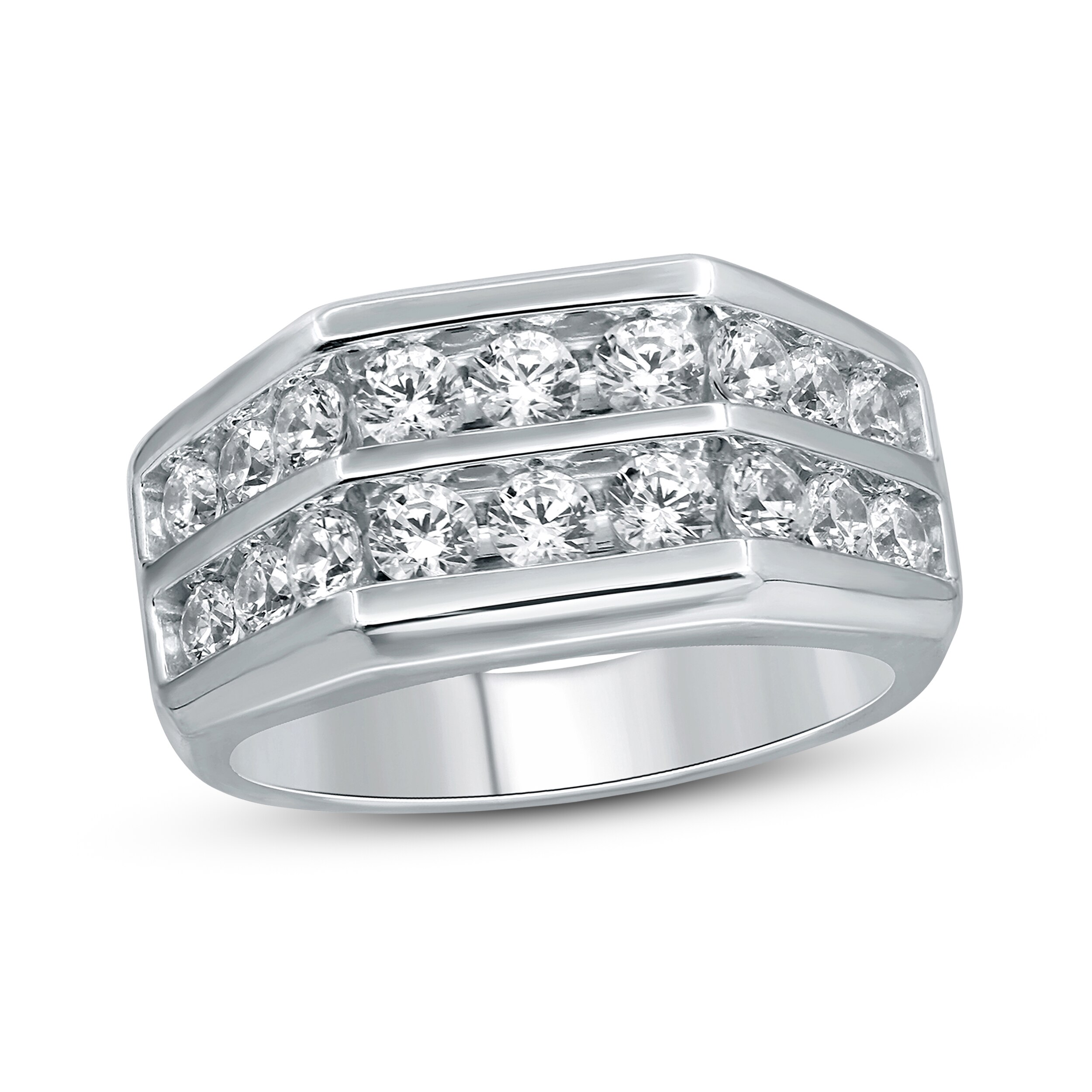 Men’s Diamond Wedding Ring 2 ct tw Round-cut 10K White Gold
