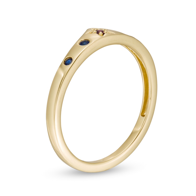 Garnet and Blue Sapphire Tiara Ring in 10K Gold