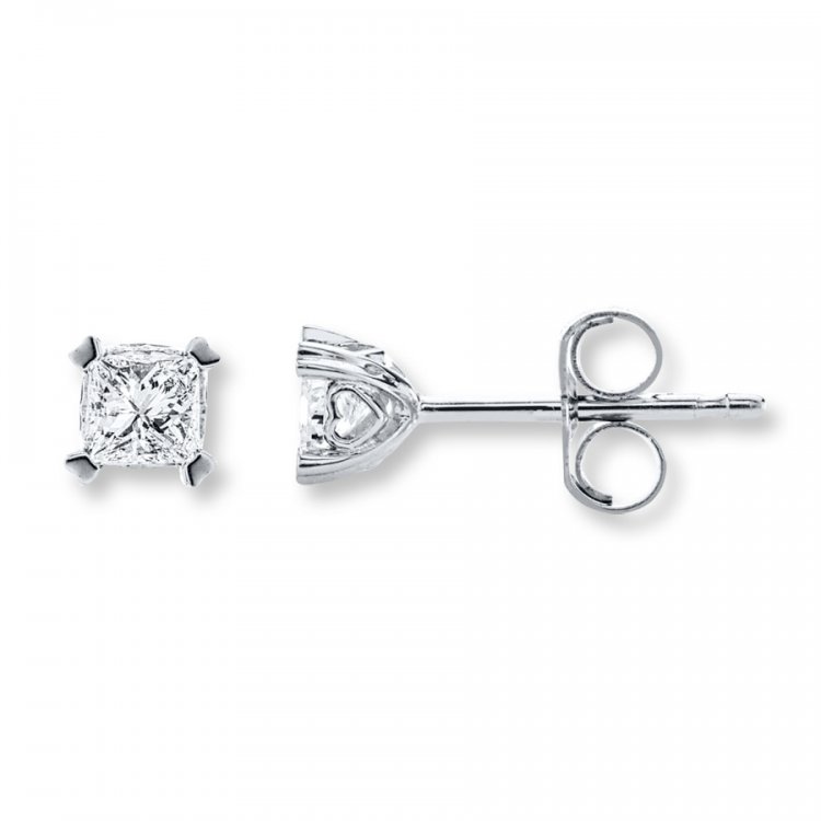 Diamond Earrings 1/2 ct tw Princess-cut 14K White Gold