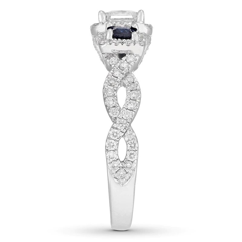 Diamond/Sapphire Engagement Ring 7/8 ct tw 14K Gold