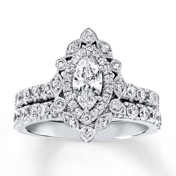 Bridal Set1-3/4cttw Diamonds 14K White Gold