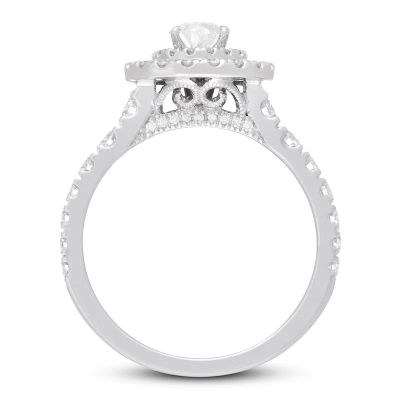 Engagement Ring 1-3/8 ct tw Pear/Round 14K White Gold