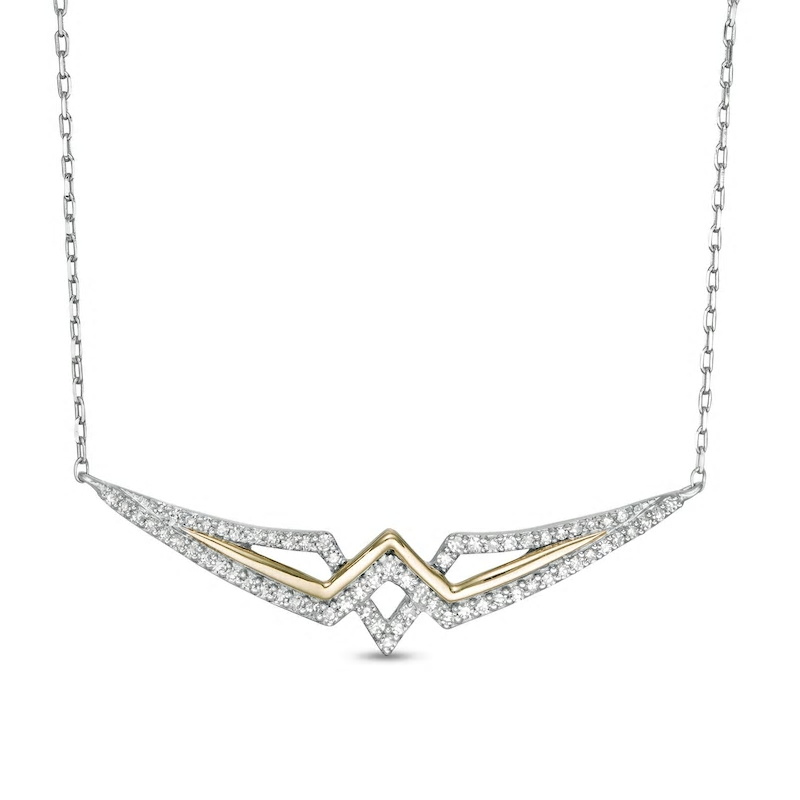 1/4 CT. T.W. Diamond Princess Tiara Necklace in Sterling Silver and 10K Gold