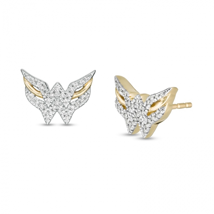 1/8CT.T.W. Diamond Symbol Stud Earrings in 10K Gold