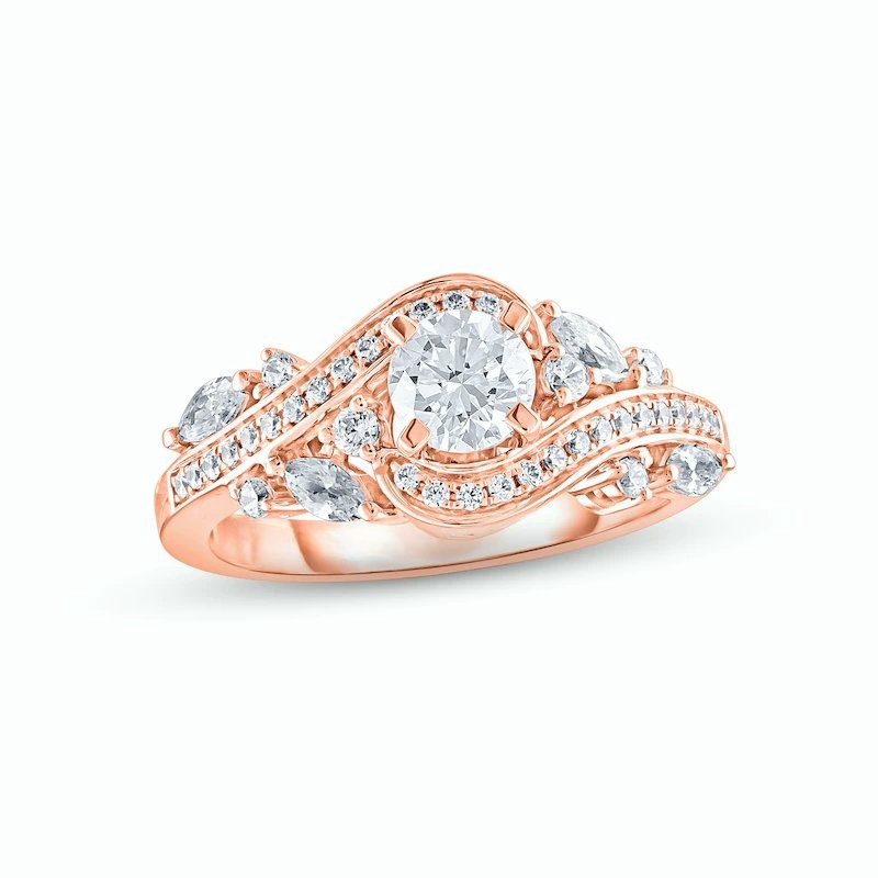 Diamond Engagement Ring 1 ct tw Round & Marquise-cut 14K Rose Gold