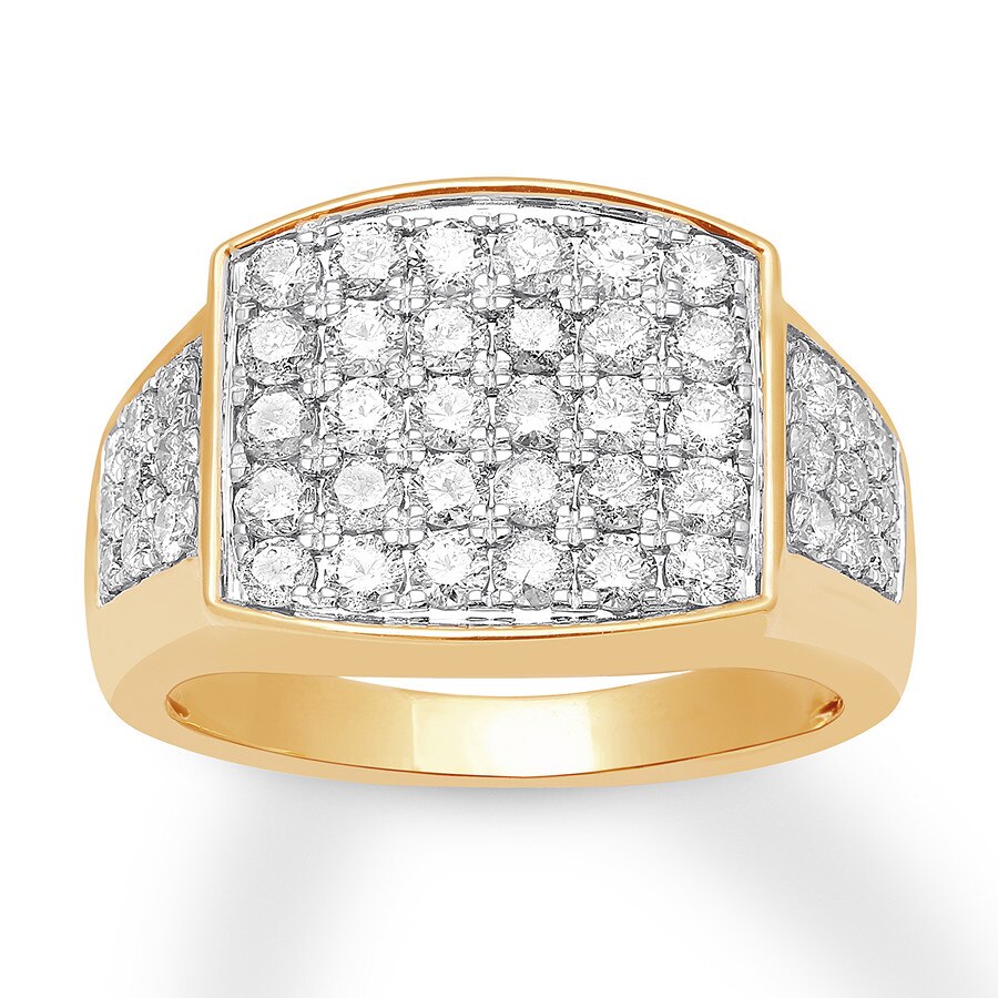 Men’s Diamond Ring 2 ct tw Round-cut 10K Yellow Gold