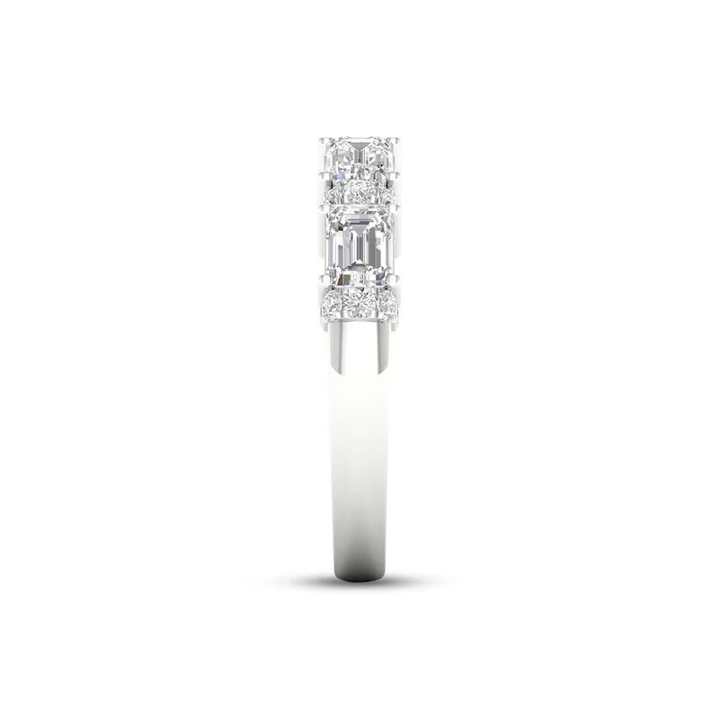 Diamond Deconstructed Ring 1 ct tw Emerald & Round-cut 14K White Gold
