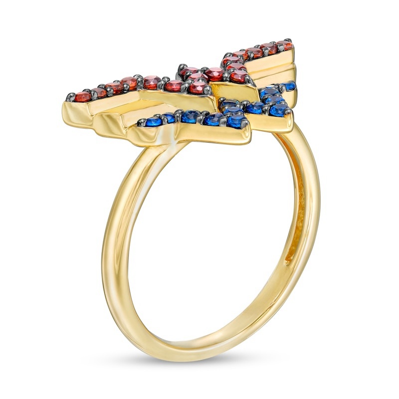 Garnet and Blue Sapphire Ring in 10K Gold