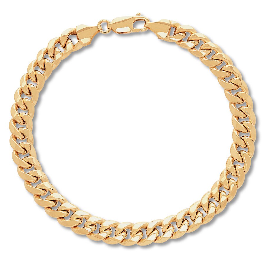 Men’s Cuban Curb Chain Bracelet 14K Yellow Gold 8.5-inch Length