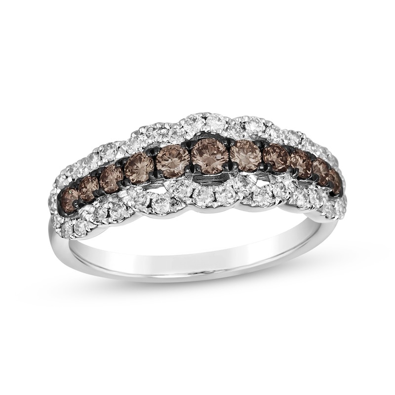 Diamond Scallop Ring 3/4 ct tw Platinum