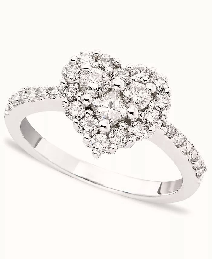 Diamond Heart Ring (9/10 ct. t.w.) in in 14k White, Yellow, or Rose Gold