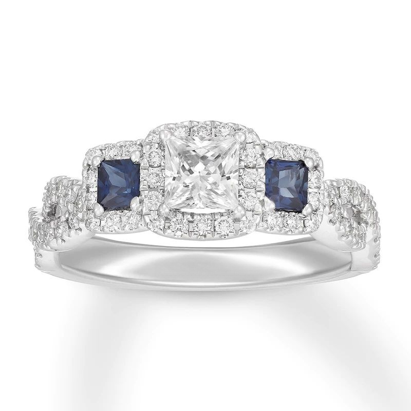 Diamond/Sapphire Engagement Ring 7/8 ct tw 14K Gold