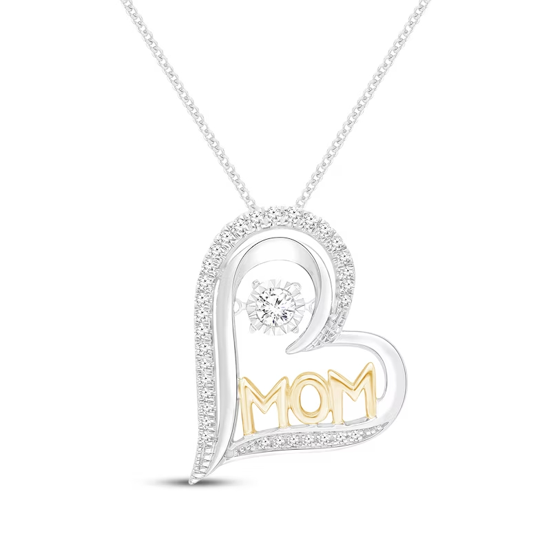 Unstoppable Love Diamond “Mom” Heart Necklace 1/8 ct tw 10K Two-Tone Gold 19′′