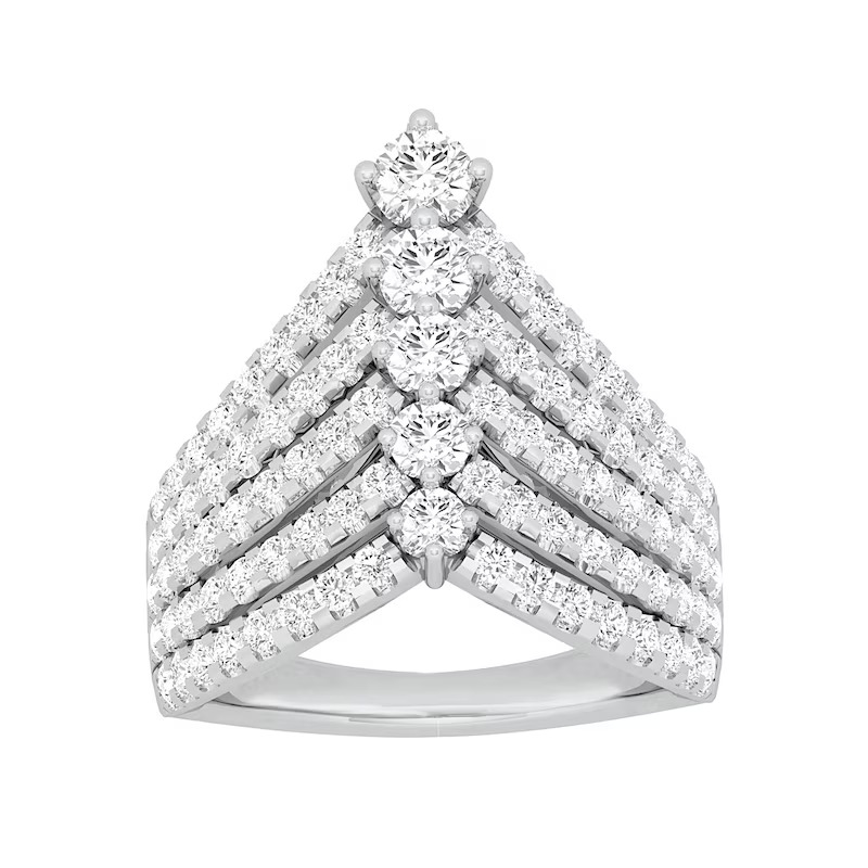 Collection 2 CT. T.W. Journey Diamond Multi-Row Chevron Ring in 10K White Gold