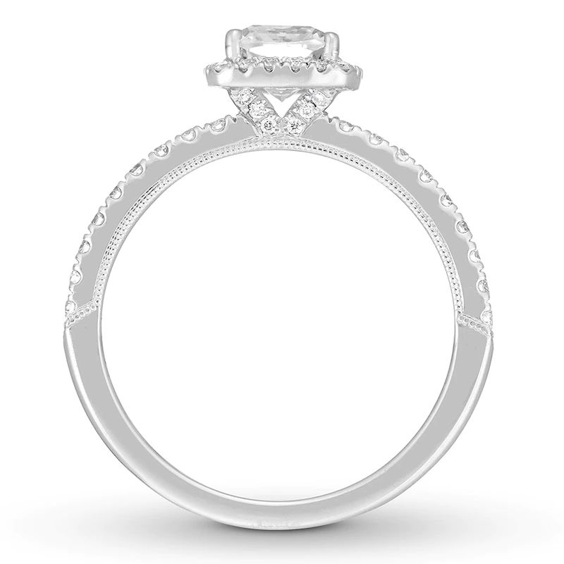 Pear-Shaped Diamond Engagement Ring 2 cts tw Round/Baguette 10K Whte Gold