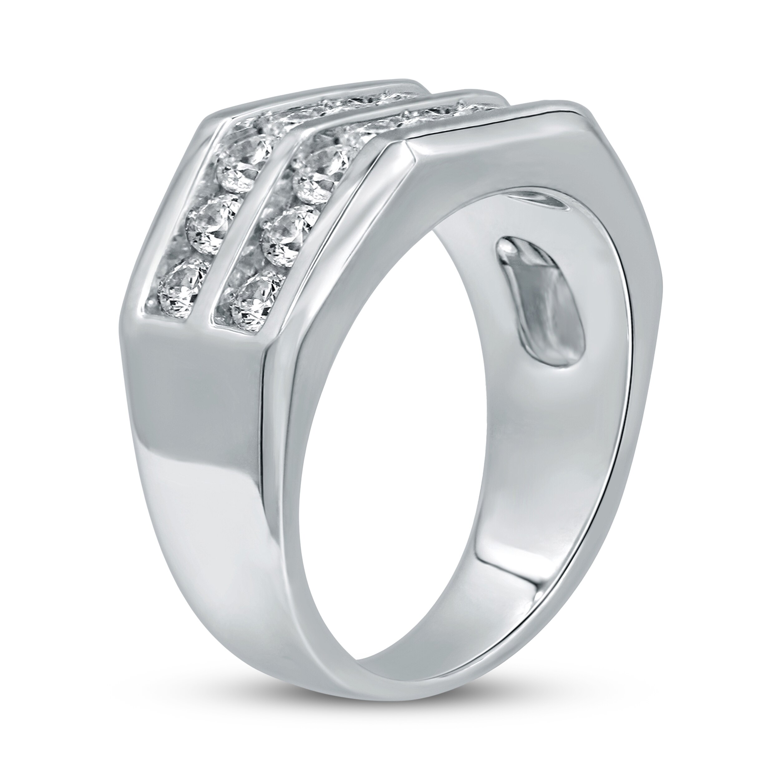 Men’s Diamond Wedding Ring 2 ct tw Round-cut 10K White Gold