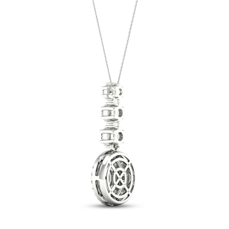 Multi-Diamond Drop Necklace 2 ct tw Round & Marquise-cut 14K White Gold 18′′