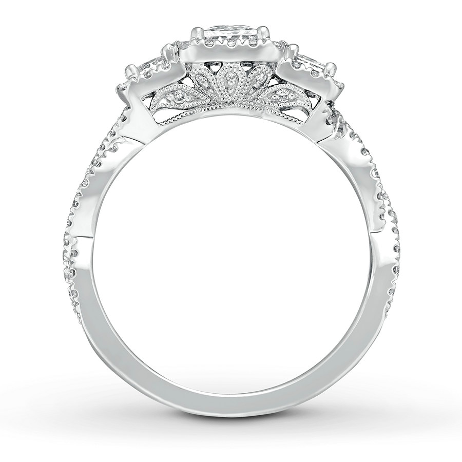 Engagement Ring 1-1/8 ct tw Diamonds 14K White Gold