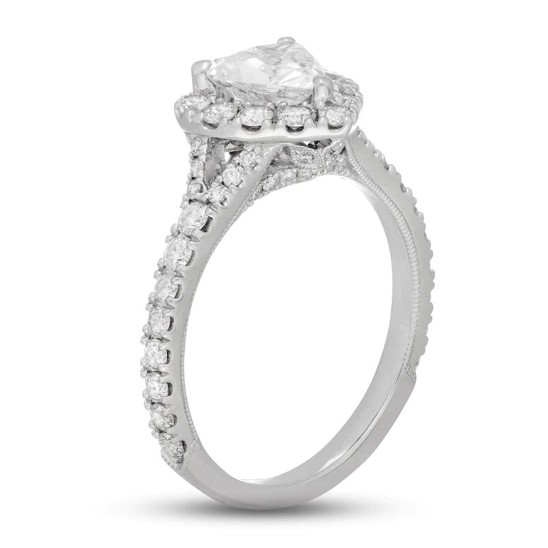 Diamond Engagement Ring 1-3/8 ct tw Heart & Round-Cut 14K White Gold