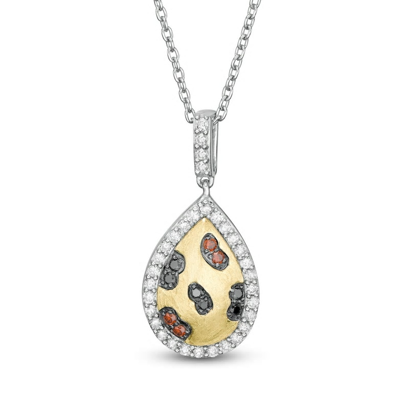 1/3 CT. T.W. Multi-Color and White Diamond Cheetah Pendant in Sterling Silver and 10K Gold
