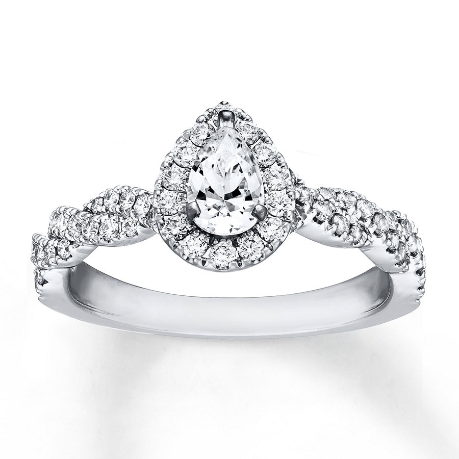 Engagement Ring 3/4 ct tw Diamonds 14K White Gold