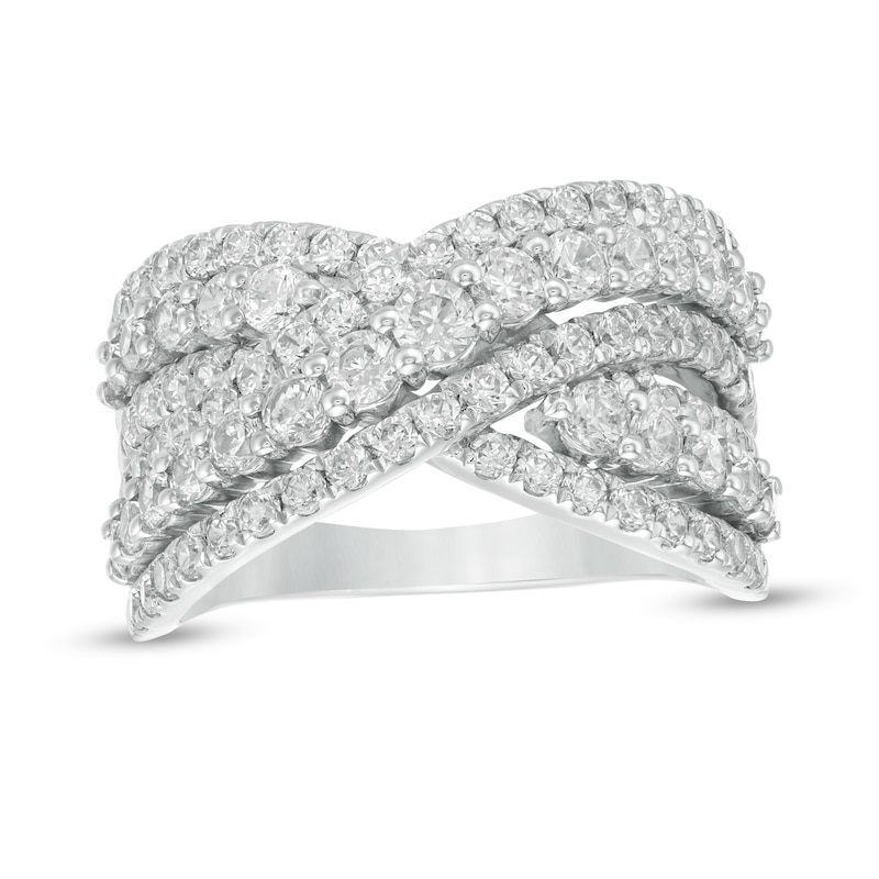 2 CT. T.W. Certified Diamond Multi-Row Bypass Ring in 14K White Gold (F/SI2)