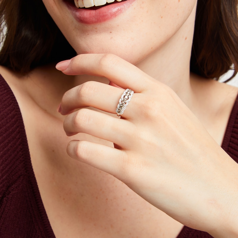 Diamond Scallop Ring 3/4 ct tw Platinum