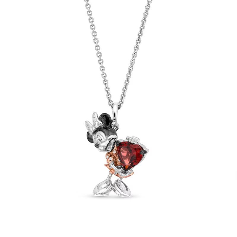 Mouse Garnet & Diamond Accent Necklace Sterling Silver & 10K Rose Gold 19