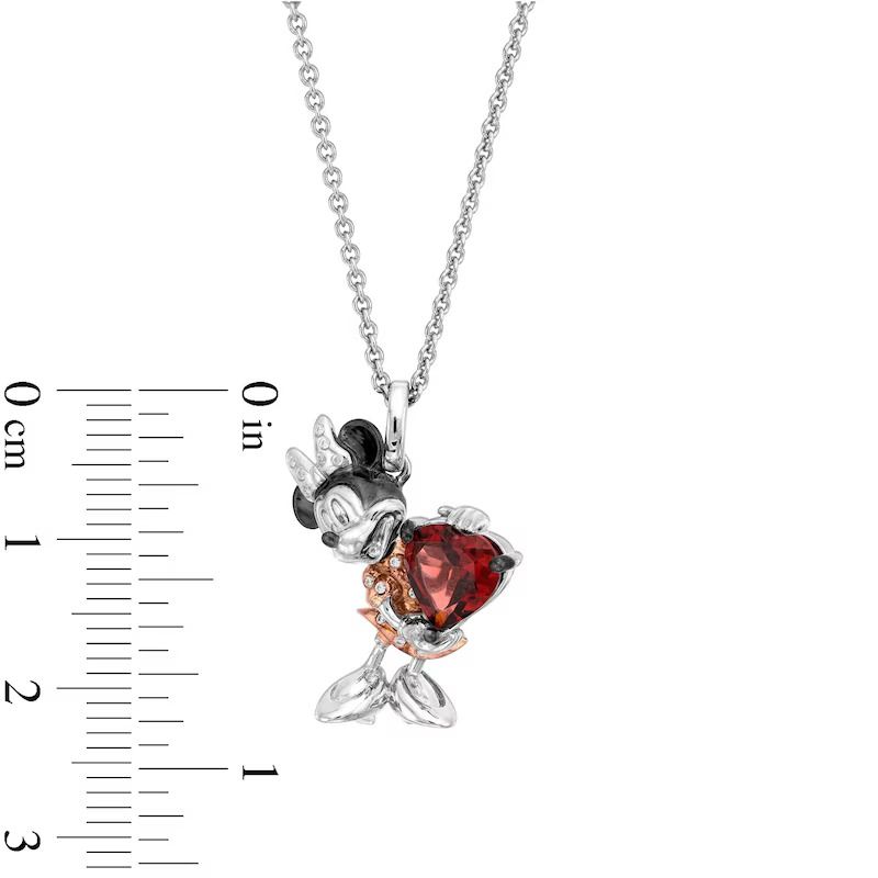 Mouse Garnet & Diamond Accent Necklace Sterling Silver & 10K Rose Gold 19
