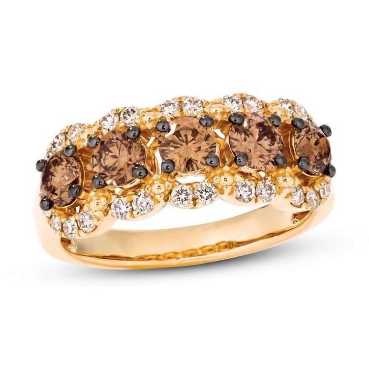Chocolate Diamond Ring 1-1/2 ct tw Round 14K Honey Gold