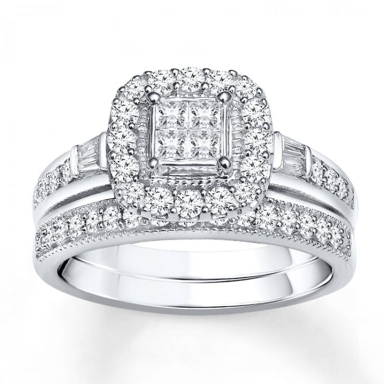 Diamond Bridal Set 1/2 ct tw Princess-cut 14K White Gold