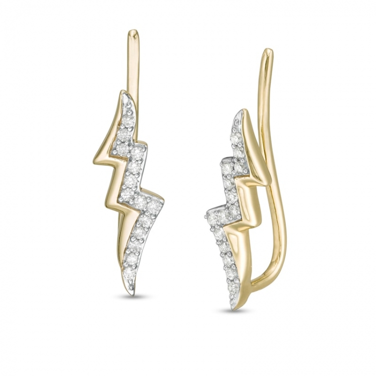 1/8CT.T.W. Diamond Light ning Bolt Crawler Earrings in 10K Gold