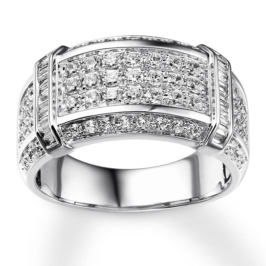 Men’s Diamond Band 1-1/2 ct tw Round-cut 10K White Gold