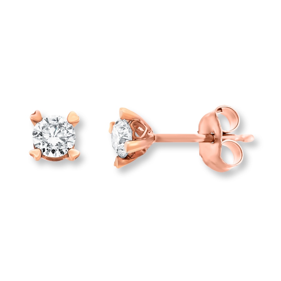 Diamond Earrings 1/2 ct tw Round-cut 14K Rose Gold