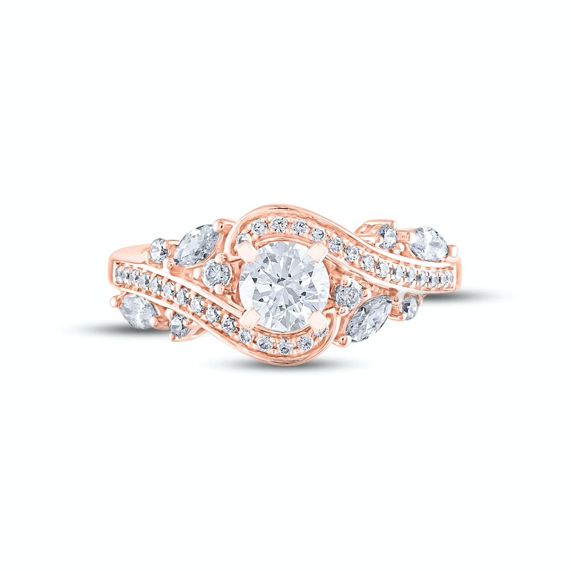 Diamond Engagement Ring 1 ct tw Round & Marquise-cut 14K Rose Gold