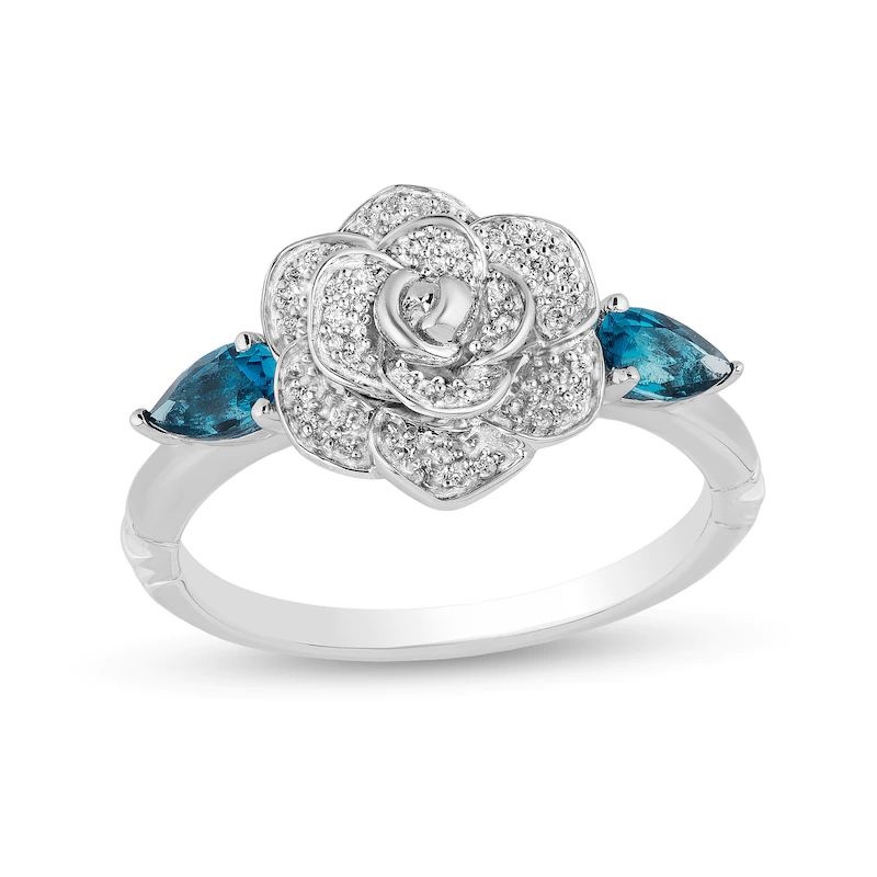 Blue Topaz and Diamond Ring in Sterling Silver
