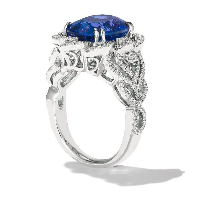 Couture  Ring featuring 6 1/2 cts. Blueberry Tanzanite , 3/4 cts. Vanilla Diamonds , Chocolate Diamonds  set in 18K Vanilla Gold