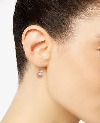 Diamond Halo Drop Earrings (1/2 ct. t.w.) in Sterling Silver, 14k Rose Gold Sterling Silver & 16k Gold Sterling Silver.