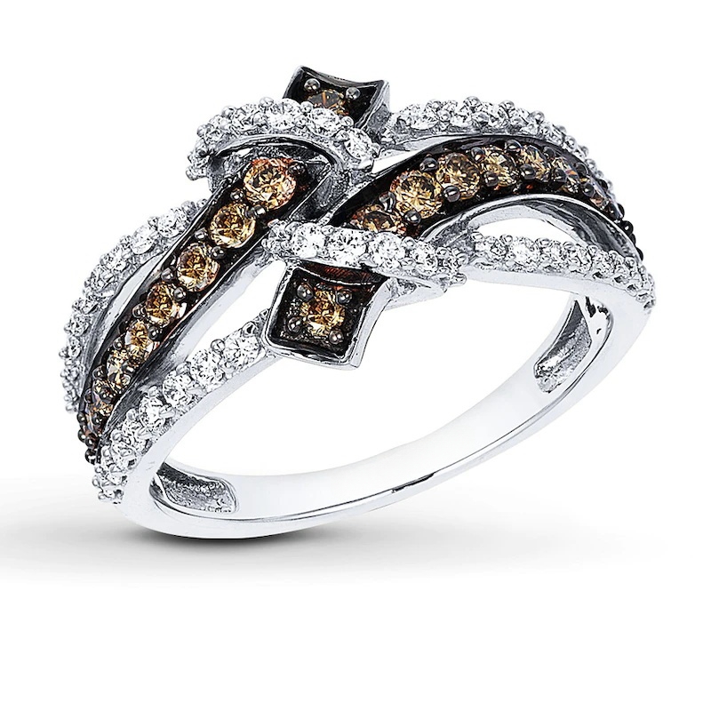 Chocolate Diamonds 3/4 ct tw Round-cut 14K Gold Ring
