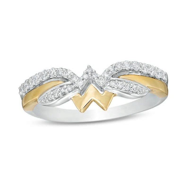 1/5 CT. T.W. Diamond Symbol Ring in Sterling Silver and 10K Gold