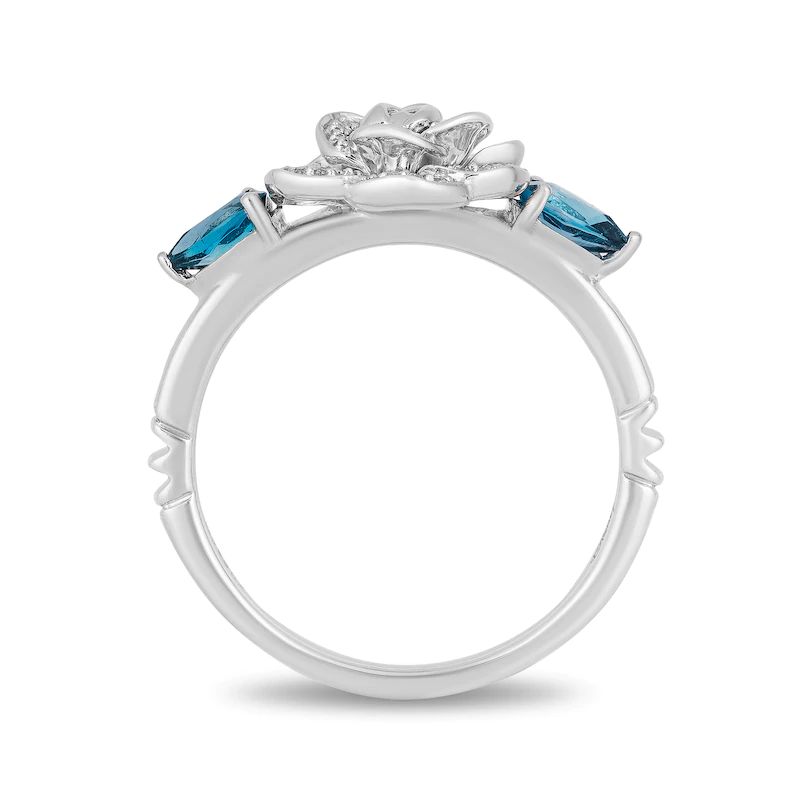 Blue Topaz and Diamond Ring in Sterling Silver