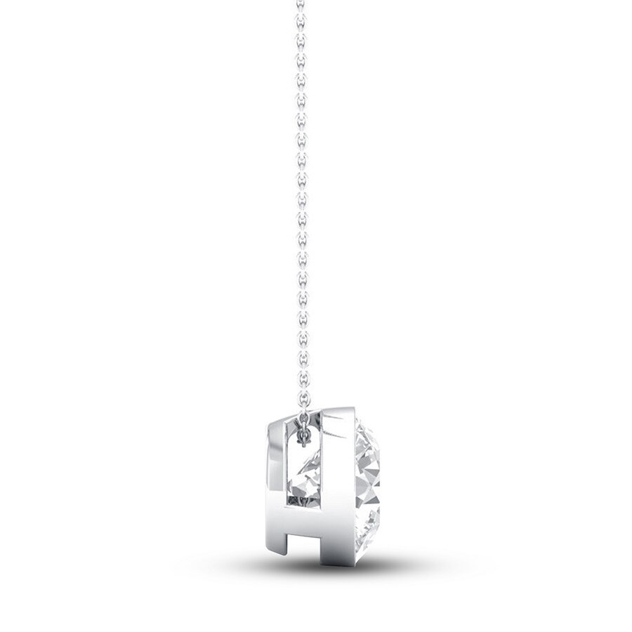 Diamond Solitaire Necklace 1 Carat Round-cut 14K White Gold 16