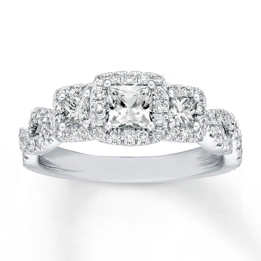Engagement Ring 1-1/8 ct tw Diamonds 14K White Gold