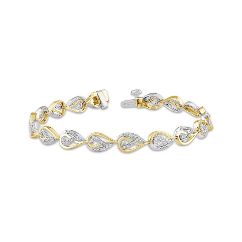 Love Ignited Diamond Flame Link Bracelet 1 ct tw 10K Two-Tone Gold 7.25′′