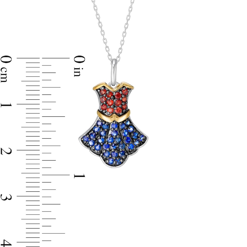 Wonder Woman 80th Anniversary Garnet and Blue Sapphire Dress Pendant in Sterling Silver and 10K Gold